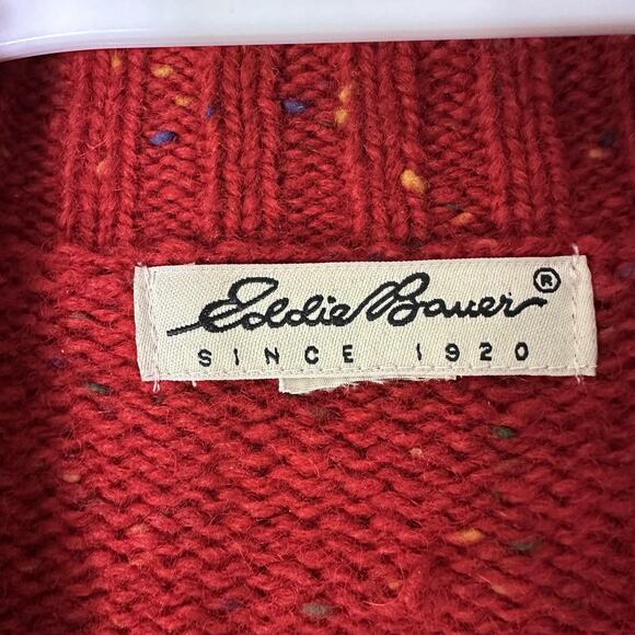 VTG Eddie Bauer Sweater Women Medium Red Wool Snowflake Nordic Pullover Ski 90s - Picture 4 of 6